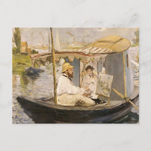 Monet schildert in zijn atelierboot | Édouard Mane Briefkaart (Voorkant)