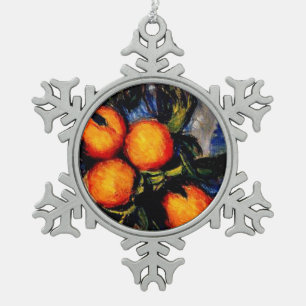 Monet - Sinaasappel tak met fruit Tin Sneeuwvlok Ornament