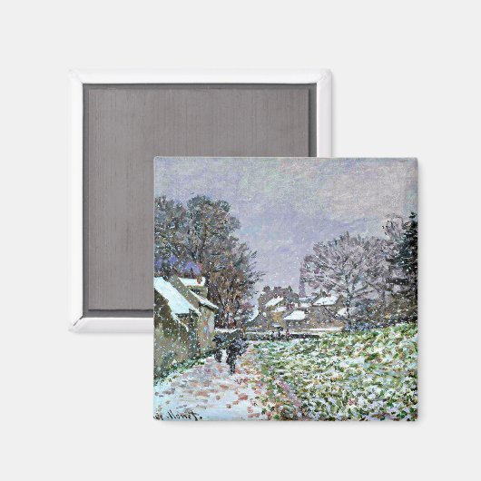 Monet - Sneeuw bij Argenteuil 2, beroemd schilderi Magneet (Voorkant / Achterkant)