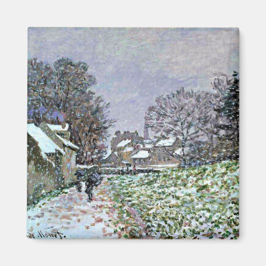 Monet - Sneeuw bij Argenteuil 2, beroemd schilderi Magneet (Voorkant)