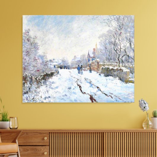Monet - Sneeuwscène in Argenteuil Canvas Afdruk (Insitu (Woonkamer))