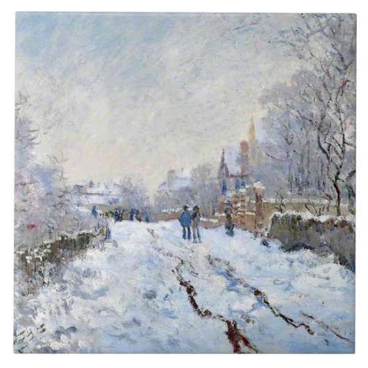 Monet - Sneeuwscène in Argenteuil Tegeltje (Voorkant)