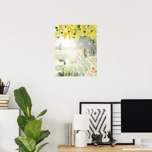 Monet Style Gazebo Floral Art Print (Thuiskantoor)