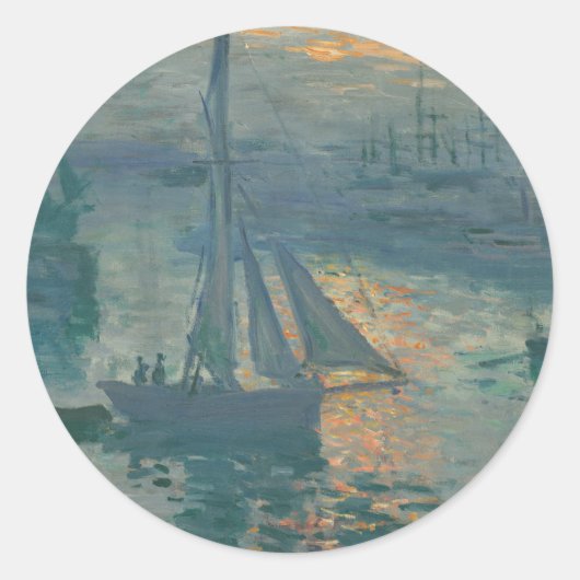 Monet Sunrise Marine Impressionisme Schilderen Ronde Sticker (Voorkant)