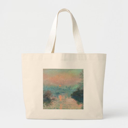 Monet Sunset Seine Fine Art Impressionisme Grote Tote Bag (Voorkant)