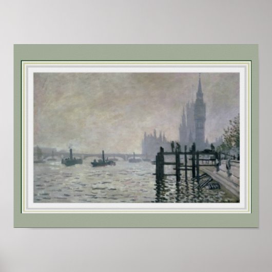 Monet Thames Below Westminster 16 x 12 Poster (Devant)