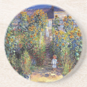 Monet, "The Artists's Garden at Vétheuil" Onderze Zandsteen Onderzetter