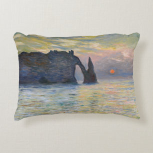 Monet - The Manneport, Cliff at Etretat, Sunset Accent Kussen