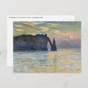 Monet - The Manneport, Cliff at Etretat, Sunset Briefkaart
