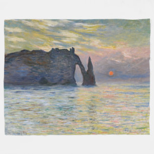 Monet - The Manneport, Cliff at Etretat, Sunset Fleece Deken