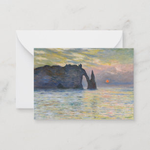 Monet - The Manneport, Cliff at Etretat, Sunset Notitiekaartje