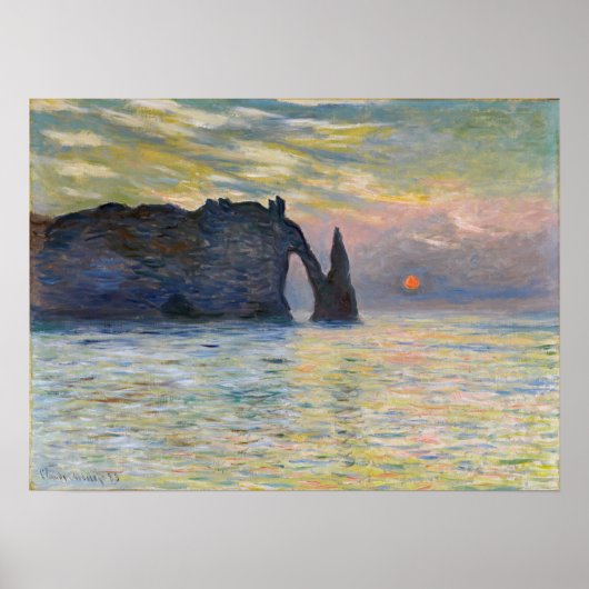 Monet - The Manneport, Cliff at Etretat, Sunset Poster (Voorkant)