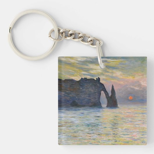 Monet - The Manneport, Cliff at Etretat, Sunset Sleutelhanger (Voorkant)