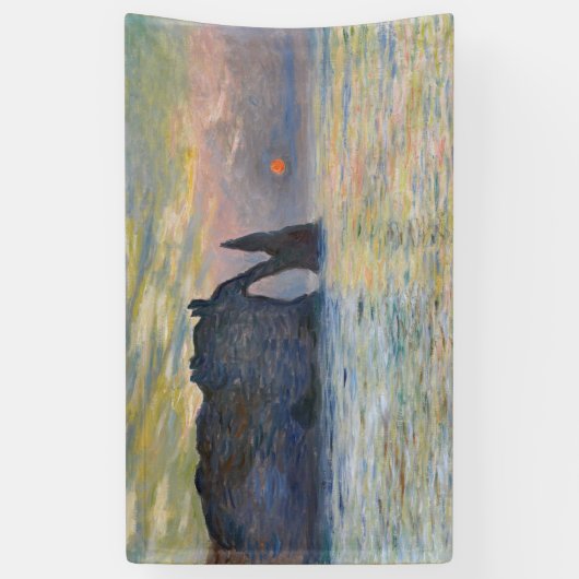 Monet - The Manneport, Cliff at Etretat, Sunset Spandoek (Verticaal)