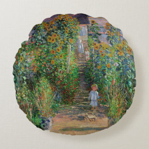 Monet Tuin Vetheuil Impressionisme Bloem Schilderi Rond Kussen