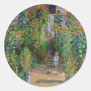 Monet Tuin Vetheuil Impressionisme Bloem Schilderi Ronde Sticker