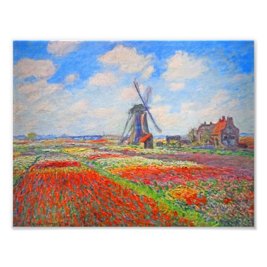 Monet Tulips Windmill Foto Afdruk (Voorkant)