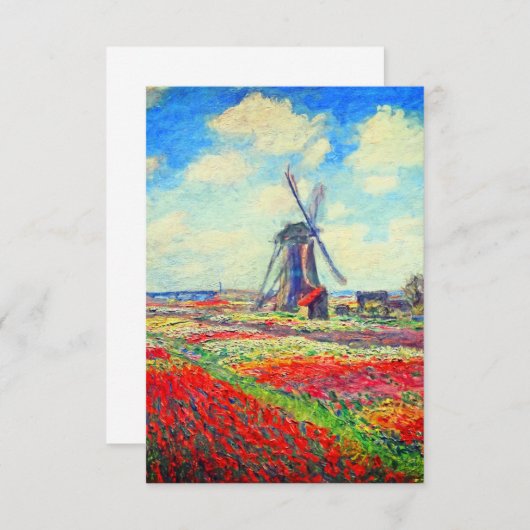 Monet Tulips Windmill Kaart (Voorkant / Achterkant)