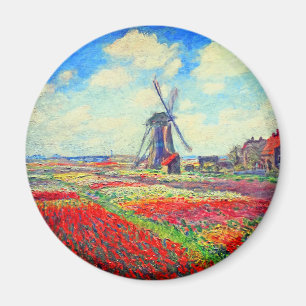 Monet Tulips Windmill Magneet