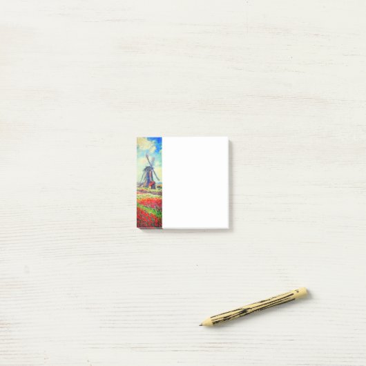 Monet Tulips Windmill Post-it® Notes (Op bureau)