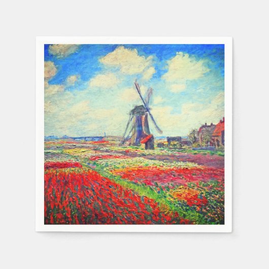 Monet Tulips Windmill Servet (Voorkant)