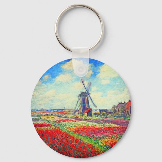 Monet Tulips Windmill Sleutelhanger (Voorkant)
