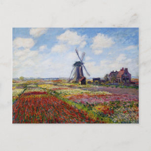 Monet Veld van Tulpen Met Windmolen Briefkaart
