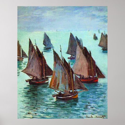 Monet - Vissende boten, kalm Zee, Poster (Voorkant)