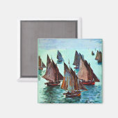 Monet - Vissersboten, Stille Zee, beroemd kunstwer Magneet (Voorkant / Achterkant)