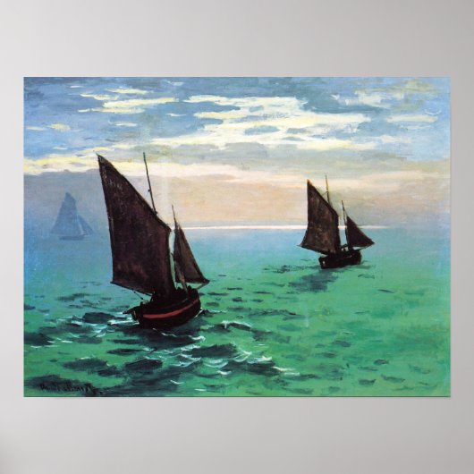 Monet Vist Boats op het Poster Zee (Voorkant)
