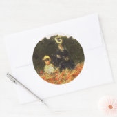 Monet - vrouw en zoon ronde sticker (Envelop)