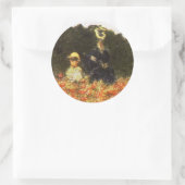 Monet - vrouw en zoon ronde sticker (Tas)
