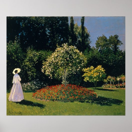 Monet - Vrouw in de tuin Poster (Voorkant)