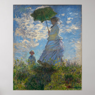 Monet - Vrouw met een parasol, Madame Monet en zoo Poster