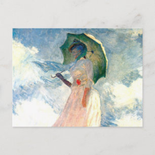 Monet Vrouw met een Parasol naar Links gekeerd Uitnodiging Briefkaart