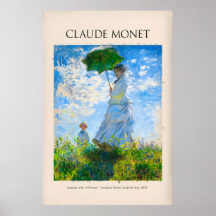 Monet Vrouw met Parasol Madame Monet Zoon Poster
