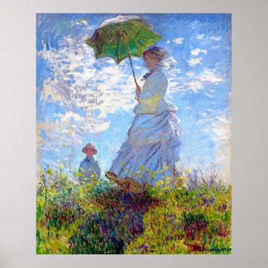 Monet: Vrouw met parasolimpressionistische kunst ~ Poster (Voorkant)