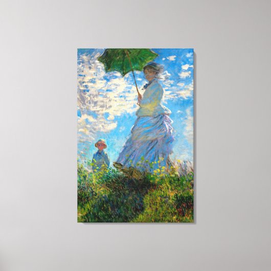 Monet Vrouw Parasol Impressionisme Canvas Afdruk (Voorkant)