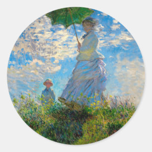 Monet Vrouw Parasol Impressionisme Ronde Sticker