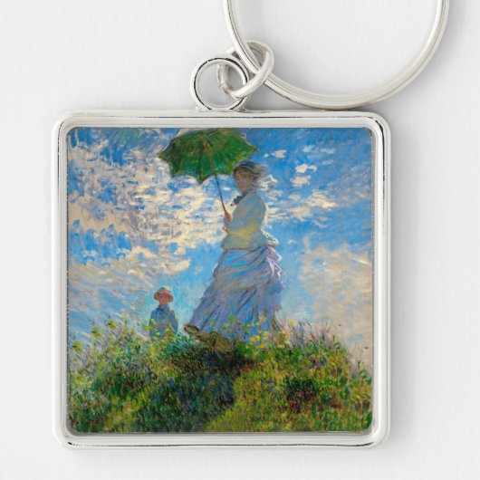Monet Vrouw Parasol Impressionisme Sleutelhanger (Voorkant)