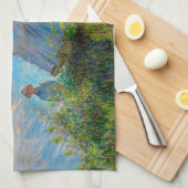 Monet Vrouw Parasol Impressionisme Theedoek (Quarter Fold)
