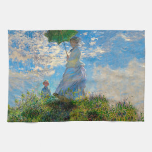 Monet Vrouw Parasol Impressionisme Theedoek