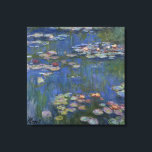 MONET WATER LILIES 1916 bleu toile étirée Art<br><div class="desc">Claude Monet, peintre impressionniste français, peint ces Water Lilies — 1916, à l'origine comme une peinture à l'huile sur toile inspirée de son propre jardin au début du 20ème siècle en France. Etant âgé de 76 ans lorsqu'il peignit cette création d'étang de nénuphars, les cataractes de Monet progressaient et changeaient...</div>