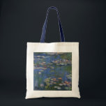 MONET Water Lilies 1916 Sacs fourre-tout poignées<br><div class="desc">Claude Monet, peintre impressionniste français, peint ces Water Lilies — 1916, à l'origine comme une peinture à l'huile sur toile inspirée de son propre jardin au début du 20ème siècle en France. Etant âgé de 76 ans lorsqu'il peignit cette création d'étang de nénuphars, les cataractes de Monet progressaient et changeaient...</div>