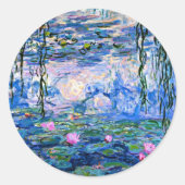 Monet - Water Lilies, 1919, roze Ronde Sticker (Voorkant)