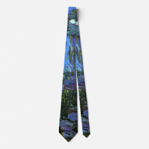 Monet - Water Lilies, Blue Indigo Stropdas