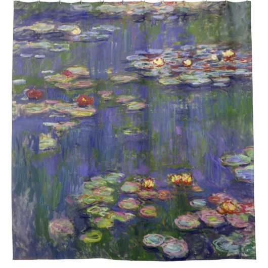 Monet Water Lilies Masterstuk Schilderen Douchegordijn (Voorkant)