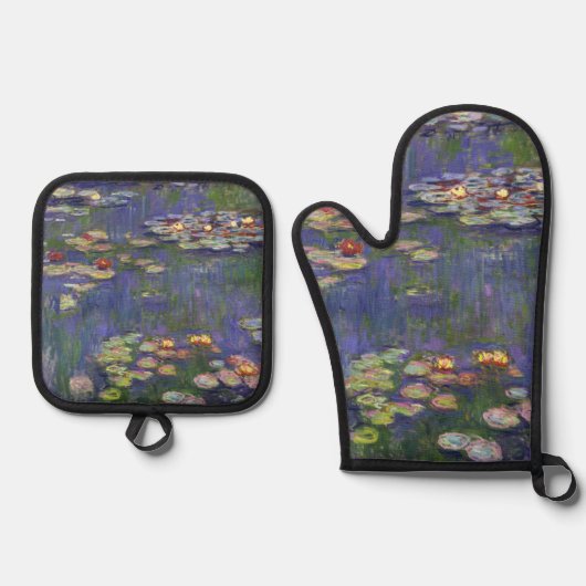 Monet Water Lilies Masterstuk Schilderen Ovenwant & Pannenlap Set (Voorkant)