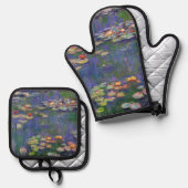 Monet Water Lilies Masterstuk Schilderen Ovenwant & Pannenlap Set (Voorkant / Achterkant)