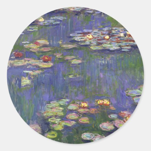 Monet Water Lilies Masterstuk Schilderen Ronde Sticker (Voorkant)